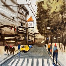 Meu projeto do curso: Paisagens urbanas em aquarela. Artes plásticas, Pintura em aquarela e Ilustração arquitetônica projeto de liliangar6 - 12.12.2021