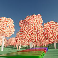Candy Cane Forest. Un progetto di 3D, Animazione 3D, Modellazione 3D e Progettazione 3D di creativeteam_1 - 31.10.2021