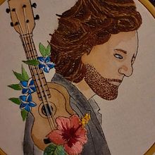 My project in Embroidered Portraits in Watercolor course. Painting, Watercolor Painting, Embroider, and Textile Design project by Sara De Preter - 12.17.2021