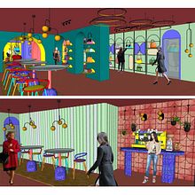 Concept Store "MOOD BAGS". EL ARCO como elemento plástico y de continuidad. Interior Architecture, Interior Design, Interior Decoration, Retail Design, Spatial Design, 3D Modeling, and Design project by Amanda Alvarez Da Costa - 12.17.2021