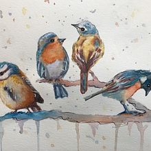 My project in Artistic Watercolor Techniques for Illustrating Birds course. Ilustração tradicional, Pintura em aquarela, Desenho realista e Ilustração naturalista projeto de mamae - 05.12.2021