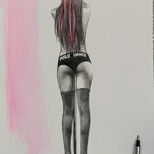 Pole dance - grafite e ecoline. Realistic Drawing, Pencil Drawing, and Drawing project by Igor Kolling Maciel - 12.19.2021