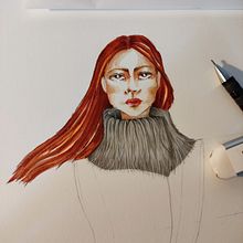 "fashion head". Traditional illustration project by sophia - 12.20.2021