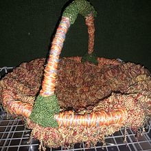 'RASTA MOSSY LOOK' SCRAPS MADE ARTISANAL BASKET. Design project by Jackie Smith - 12.18.2021