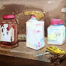 La table de patine. Watercolor Painting project by Alain Huger - 12.22.2021