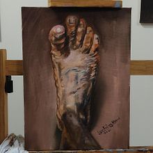 O Pé do artista - interpretação da obra de Adolph Menzel - Der Fuß des Künstlers. Oil Painting, Figure Drawing, and Realistic Drawing project by Igor Kolling Maciel - 12.22.2021