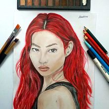 Desenho da Atriz de Round 6 Jung HoYeon. Un projet de Dessin au cra, on, Dessin aux cra, ons de couleur, Dessin réaliste , et Dessin artistique de Milena Silva - 24.12.2021