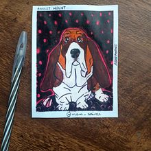 Desenho do Cachorro Basset Hount. Un projet de Illustration traditionnelle, Dessin au cra, on , et Dessin artistique de Milena Silva - 24.12.2021
