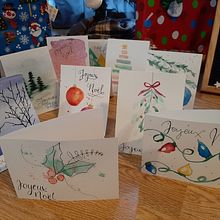 Cartes de Noël à l'aquarelle. Een project van Traditionele illustratie, Craft, Schilderij, Kalligrafie y Aquarelschilderen van Catherine - 24.12.2021