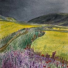 Field Landscape Watercolor Painting. Watercolor Painting project by Ayesha Al Budoor - 12.26.2021
