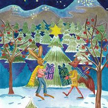 Natale in bosco. Un proyecto de Ilustración tradicional, Pintura, Dibujo a lápiz, Pintura a la acuarela, Ilustración infantil y Narrativa de Martina D. Moriscoová - 28.12.2021