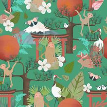My project in Digital Pattern Illustration Inspired by Flora and Fauna course. Ilustração tradicional, Pattern Design, Desenho, Ilustração digital e Ilustração botânica projeto de tizicav_fr - 27.12.2021