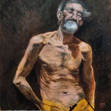 interpretação de Viejo desnudo al sol - de Marià Fortuny i Marsal. Desenho realista, Pintura a óleo, e Desenho anatômico projeto de Igor Kolling Maciel - 28.12.2021