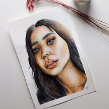 Meu projeto do curso: Retrato artístico em aquarela. Un projet de Beaux Arts, Peinture, Aquarelle , et Dessin de portrait de Gabriela Linhares de Alcântara - 29.12.2021