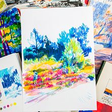 Mon projet du cours : Paysages : approche par le carnet de dessin et la couleur. Projekt z dziedziny Sketching, Kreat, wność, R, sunek ołówkiem,  R, sunek i Sketchbook użytkownika Agnès Decourchelle - 29.12.2021