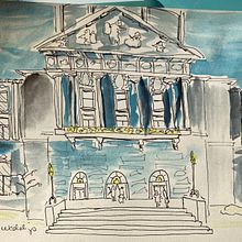 City Hall . Sketching, Drawing, Watercolor Painting, Architectural Illustration, and Sketchbook project by Lynn Lampky - 11.29.2021