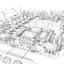 Proposed Town Center Development. Un progetto di Architettura, Illustrazione architettonica, Disegno a matita, Disegno, Design e Disegno digitale di JJ Zanetta - 01.01.2022