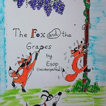 The fox and the grapes. Un proyecto de Ilustración tradicional, Pintura a la acuarela, Stor, telling, Stor, board, Ilustración infantil, Narrativa y Escritura de ficción de Manolache Roxana Catalina - 30.12.2021