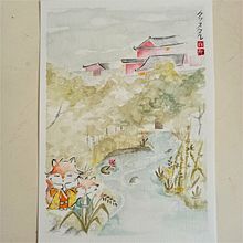 Meu projeto do curso: Ilustração em aquarela com influência japonesa. Un proyecto de Ilustración tradicional, Dibujo y Pintura a la acuarela de Crystal Yumi Shiraishi - 23.12.2021
