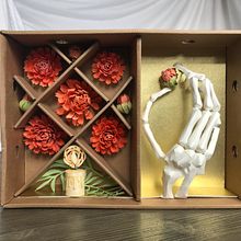 Dia de Muertos diorama made for Paper Sculpture for Set Design. Design, Traditional illustration, Arts, Crafts, Sculpture, Set Design, Paper Craft, Product Photograph, and DIY project by ksantaanafarmer - 12.29.2021