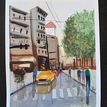 Mi Proyecto del curso: Paisajes urbanos en acuarela. Un progetto di Belle arti, Pittura ad acquerello e Illustrazione architettonica di Nathalia Freire Iturriaga - 03.01.2022