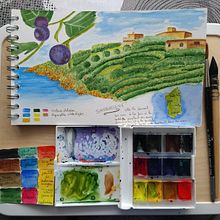 Mon projet du cours : Carnet de voyage à l’aquarelle. Traditional illustration, Watercolor Painting, Architectural Illustration, and Sketchbook project by sosso - 01.05.2022