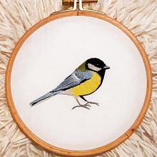 Parus Major - My project in Realistic Embroidery Techniques course. Projekt z dziedziny Trad, c, jna ilustracja,  Haft, Wzornictwo tekst i liów użytkownika irimie_diana - 05.01.2022