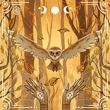 My project in Magical Realism for Children’s Illustration course - Owl Summoning. Projekt z dziedziny Trad, c, jna ilustracja, Projektowanie postaci, Ilustracja c, frowa, Ilustracje dla dzieci, Ilustracja w i dawnicza użytkownika Adriana Depta - 06.01.2022
