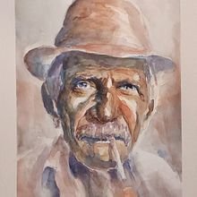 Mon projet du cours : Portrait artistique à l’aquarelle. Fine Arts, Painting, Watercolor Painting, and Portrait Drawing project by Denis De Backer - 01.06.2022