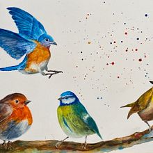 My project in Artistic Watercolor Techniques for Illustrating Birds course. Traditional illustration, Watercolor Painting, Realistic Drawing, and Naturalistic Illustration project by Krisztina Szoke - 01.07.2022