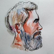 My project in Watercolor Portrait Sketchbook course. Un proyecto de Pintura, Pintura a la acuarela, Dibujo de Retrato y Sketchbook de Lorenzo Lolli - 07.01.2022