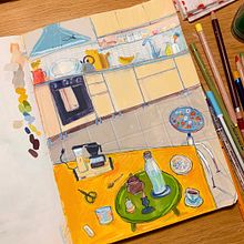 My project in Exploratory Sketchbook: Find Your Drawing Style course. Projekt z dziedziny Trad, c, jna ilustracja, Sketching, Kreat, wność,  R, sunek, Malowanie akwarelą, Sketchbook i Malowanie gwaszami użytkownika Anca L. - 17.01.2022