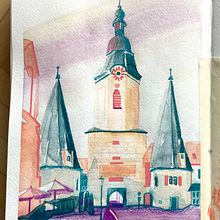 Mein Kursprojekt: Moderne Urban Sketching-Techniken in Mixed Media. Un proyecto de Ilustración tradicional, Pintura, Ilustración arquitectónica e Ilustración con tinta de Bina - 09.01.2022