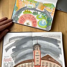 Mein Kursprojekt: Malerisches Skizzenbuch mit Gouache. Un proyecto de Ilustración tradicional, Bocetado, Dibujo, Ilustración arquitectónica, Sketchbook y Pintura gouache de Bina - 09.01.2022