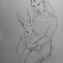 Alice and her white rabbit. Een project van Traditionele illustratie,  Beeldende kunst y  Tekening van wendy24903 - 09.01.2022