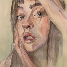 Retrato acuarela  y fases del proceso. . Un proyecto de Bellas Artes de Laura Álvarez - 13.01.2022