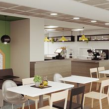 Cafeteria Madrid . Een project van  Ontwerp, 3D, Architectuur, Industrieel ontwerp,  3D-modellering,  3D-ontwerp y  Interieur van Ana - 10.01.2022