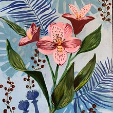 Asturium. Traditional illustration, Fine Arts, Painting, Acr, lic Painting, and Botanical Illustration project by Devaprem Reuter - 01.09.2022