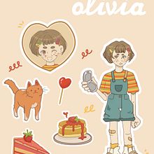 Mi Proyecto del curso: Ilustración kawaii: mi personaje, Olivia. Een project van Traditionele illustratie, Ontwerp van personages y Manga van strvwberryheart - 11.01.2022