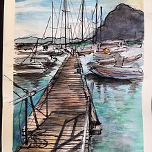 Port w San Vito Lo Capo. Traditional illustration project by Anna Sokół - 01.11.2022