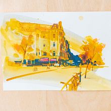 Mein Kursprojekt: Moderne Urban Sketching-Techniken in Mixed Media. Un proyecto de Ilustración tradicional, Pintura, Ilustración arquitectónica e Ilustración con tinta de Jenny Adam - 11.01.2022