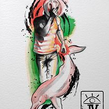 O Boto cor-de-rosa. Projekt z dziedziny Trad, c, jna ilustracja i Malowanie akwarelą użytkownika João Victor Pedrosa - 12.01.2022