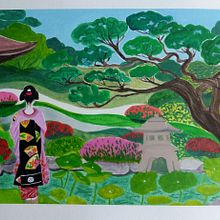My project in Introduction to Gouache: A Chromatic Journey to Japan course. Traditional illustration, Fine Arts, Painting, and Gouache Painting project by marianne.verkest - 01.11.2022