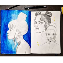 Mi Proyecto del curso: Sketchbook de retrato: explora el rostro humano. Un proyecto de Bocetado, Dibujo, Dibujo de Retrato, Dibujo artístico y Sketchbook de Chiara Grandi - 11.01.2022