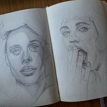 Portrait Sketchbooking. Projekt z dziedziny Sketching,  R, sunek, Portret,  R, sunek art, st, czn i Sketchbook użytkownika rebeka_kaplanova - 12.01.2022