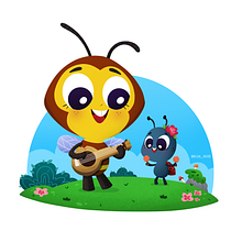 The bee and ladybird. Traditional illustration, Animation, Character Design, and Digital Illustration project by Hellen Caroline - 01.12.2022