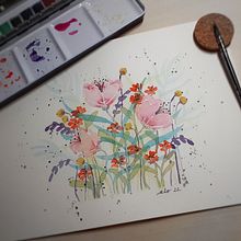 Mon projet du cours : Création d’une composition florale à l’aquarelle. Un progetto di Illustrazione tradizionale, Belle arti, Pittura, Pittura ad acquerello, Illustrazione botanica e Illustrazione naturalistica di Eloïse MICHEL - 13.01.2022