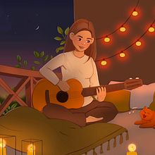 Songs under the moon. Traditional illustration project by Anna Romanova - 01.11.2022