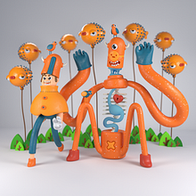 Monster and Friends. Projekt z dziedziny 3D, Projektowanie postaci,  Modelowanie 3D i Projektowanie postaci 3D użytkownika Anthony S - 14.01.2022