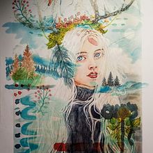 Mountain Girl Winter Fae Portrait. Projekt z dziedziny Trad, c i jna ilustracja użytkownika Kara Skye - 14.01.2022